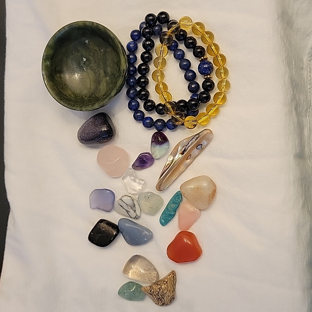 Stones, crystals, and bracelets